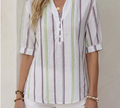 Women's Casual Minimalist V-Neck Three-Quarter Sleeve Shirt